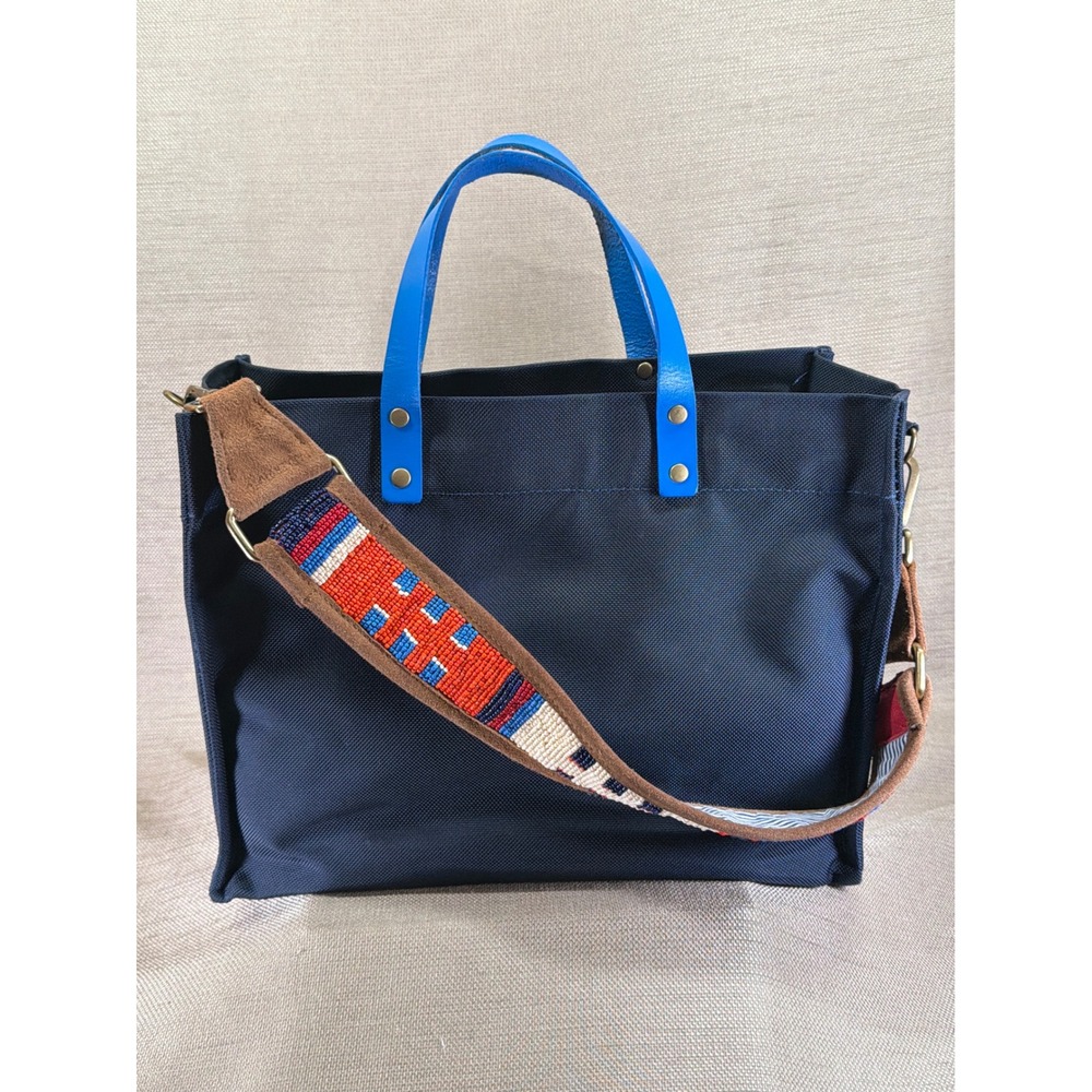 Parker Thatch Medium 'Mimi' Bag Navy Blue Includes Beaded Strap Canvas Crossbody